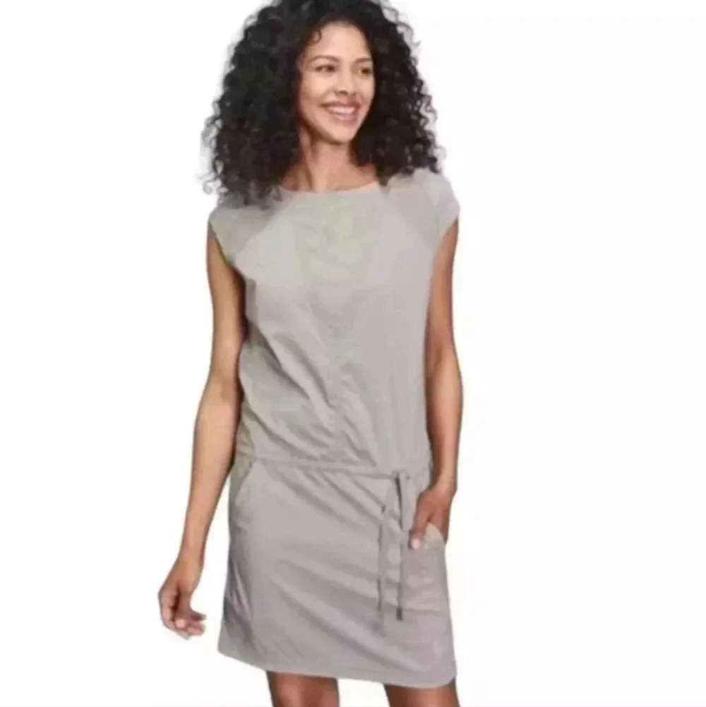 {Indygena} Laco Activewear Dress Drawstring Waist with Pockets in Grey